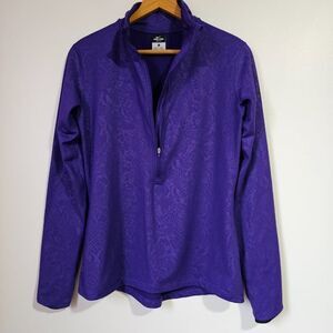 EUC NIKE DRI FIT WOMENS SNAKESKIN PATTERNED HALF ZIP ACTIVEWEAR SIZE LARGE